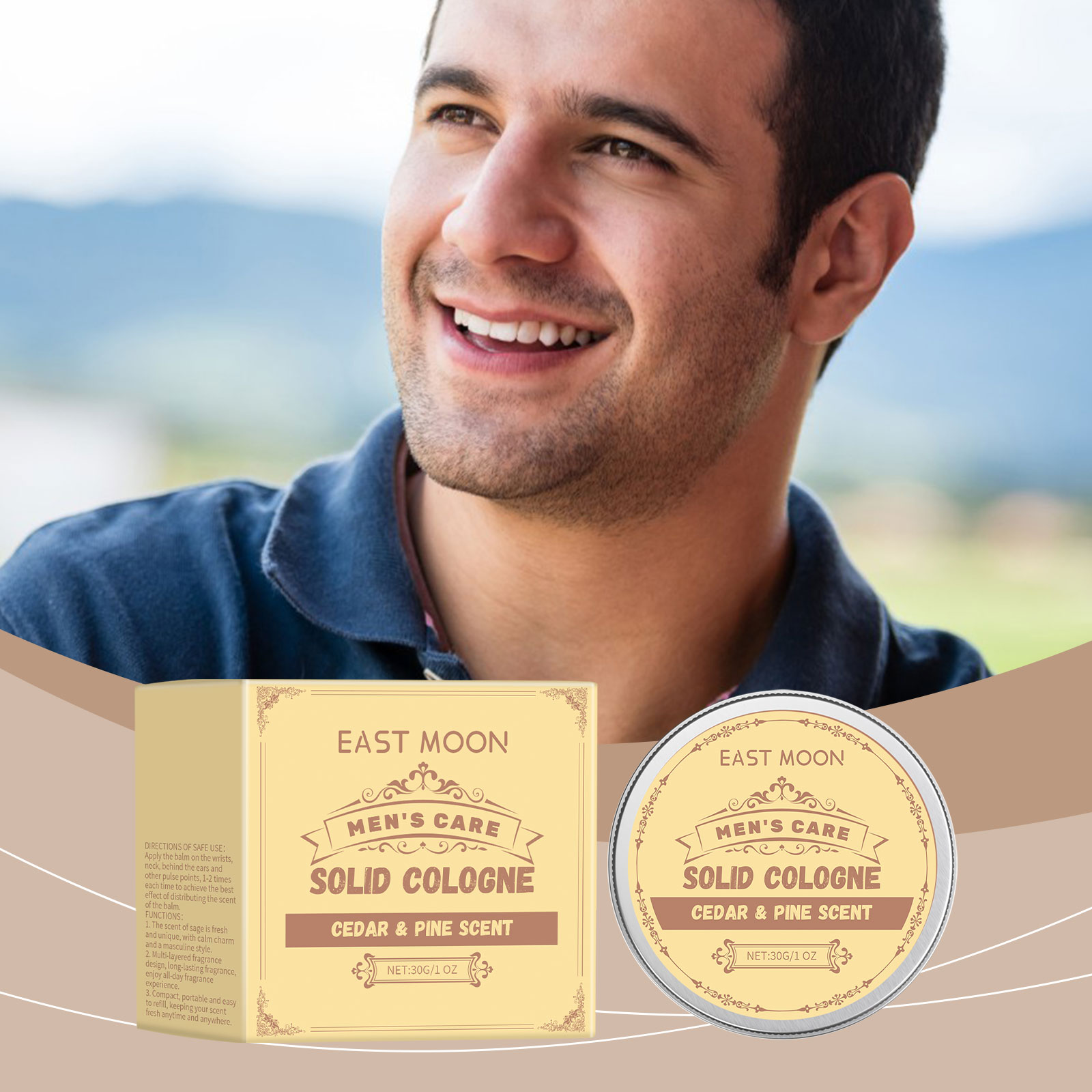 Cologne Solid Balm - East Moon 30g Parfum Padat Kayu